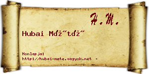 Hubai Máté névjegykártya